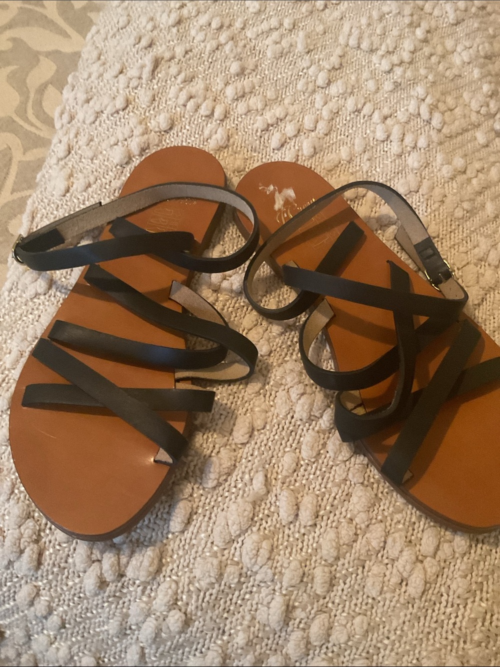 Cross-strap flat sandals in leather by J. Crew EUC - Picture 5 of 11